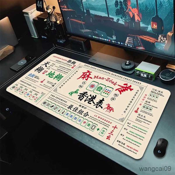 Mouse pads pulso mahjong tapete de borracha grande jogo mousepad gamer hd impressão computador mouse pad jogo borda mesa tapete arte tapete antiderrapante r231031