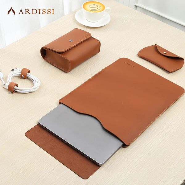 Laptopzakken Laptop Sleeve Case Pouch voor Mac Book iPad Air M1 M2 13 3 14 2 15 6 16 Pro 12 9 11 inch Cover Bag Set Vegan Leather 231031