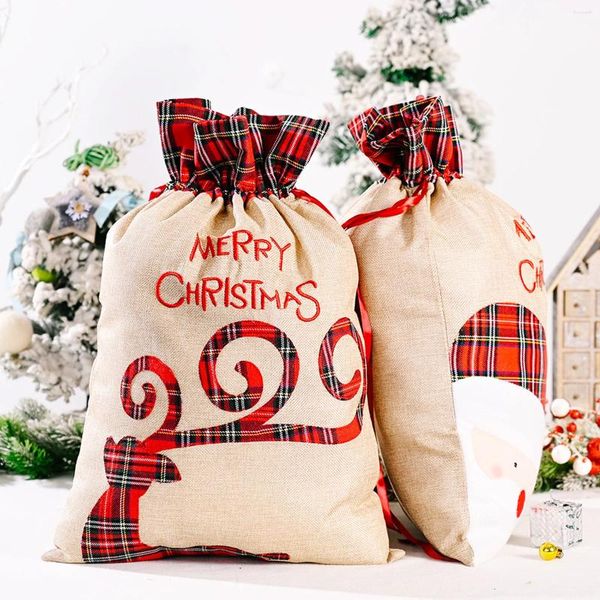 Noel Süslemeleri Tote Çanta Şeker Kurabiye Noel Baba Claus Snowman Hediye Paketleme Çantaları Xmas Navidad Yıl Parti Dekor Malzemeleri