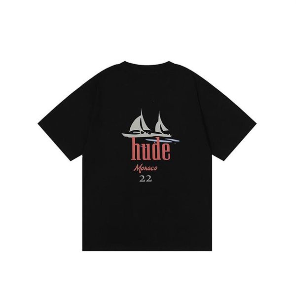 23ss Frühling Sommer Segelboot Druck T-shirt Runner Farbe Europa Skateboard Männer Frauen Casual UNS Größe Tshirt214Z