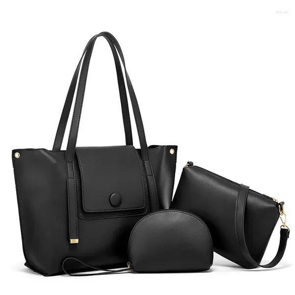 Sacos de noite Grande capacidade mulheres bolsas de couro pu casual 3 peças conjunto ombro mensageiro para moda senhoras tote crossbody saco