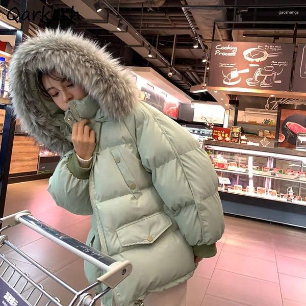 Trench da donna Parka invernale con cappuccio Donna caldo addensato Casual tutto-fiammifero abbigliamento sciolto elegante Lady Teens 2023 Invireno Candy Colors