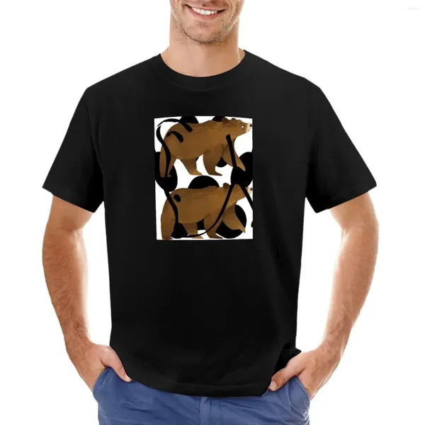 Polo da uomo T-shirt con design con immagini a tema orso T-shirt corte nere da uomo