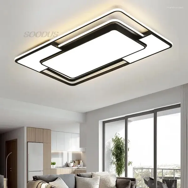 Lampadari Lampada da soffitto moderna a LED per soggiorno Camera da letto Studio Luci montate in colore bianco nero Deco quadrato
