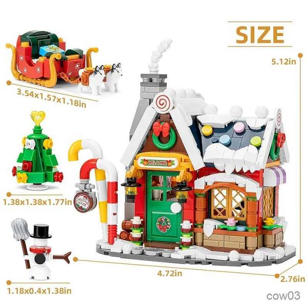 Blöcke Weihnachten Geschenk Wald Haus Bausteine Schneemann Spielzeug Ziegel Dekoration Für Freund Freundin R231031