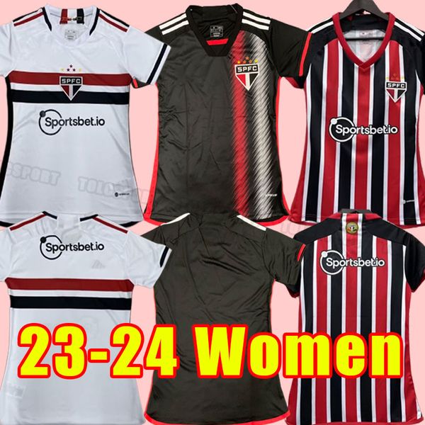 Feminino menina 23/24 São Paulo Outubro Rosa camisas de futebol LUCIANO MIRANDA Rafinha J.Calleri Eder ALISSONNIKAO GABRIEL G.SARA Camisa de futebol em casa fora terceiro