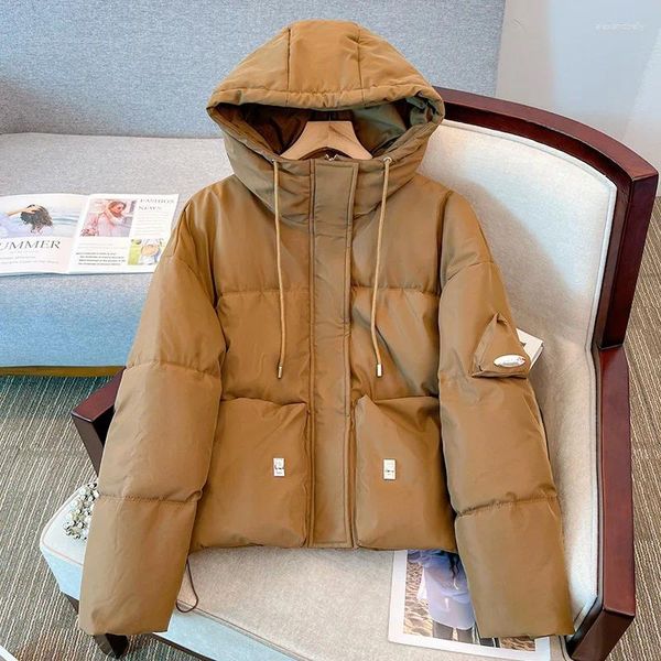 Casacos de trincheira femininos mulheres para baixo casaco de algodão casual com capuz outwear 2023 inverno quente jaqueta acolchoada puffer parkas mulher neve desgaste zíper