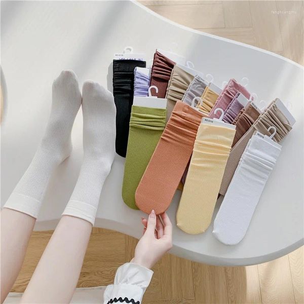 Frauen Socken Mode Candy Farbe Baumwolle Lange Mädchen Korea Stil Dünne Atmungsaktive Casual Niedliche Weibliche