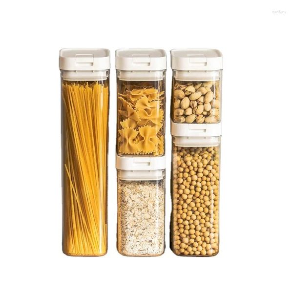 Vorratsflaschen aus lebensmittelechtem Kunststoff, Set für Mehl, Müsli, Spaghetti, Nudeln, großes luftdichtes, auslaufsicheres, trockenes Zuckerspenderglas