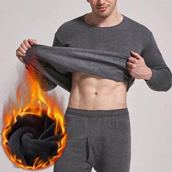 Herren-Thermounterwäsche, für den Winter, warm, komplettes Set, gefüttert, lange Unterhose, Oberteil und Hose, Basisschicht, 2-teilige Kleidung