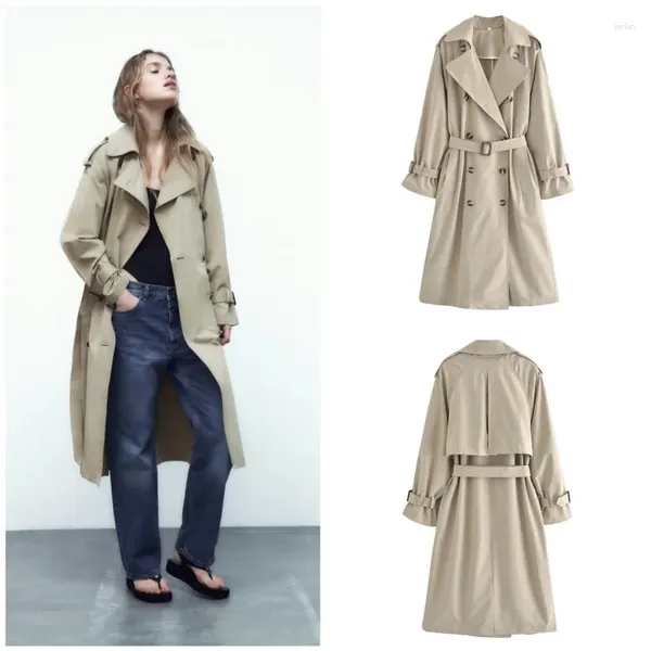 Damen-Trenchcoats, Herbstkleidung mit Gürtel, lässig, einfarbig, mittellang, Windjacke für Damen, Sonderangebot, Rabatt