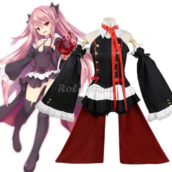 XS-3XL anime serafim do fim krul tepes cosplay traje feminino vestido uniforme conjuntos completos festa de halloween roupas vampiro perucas