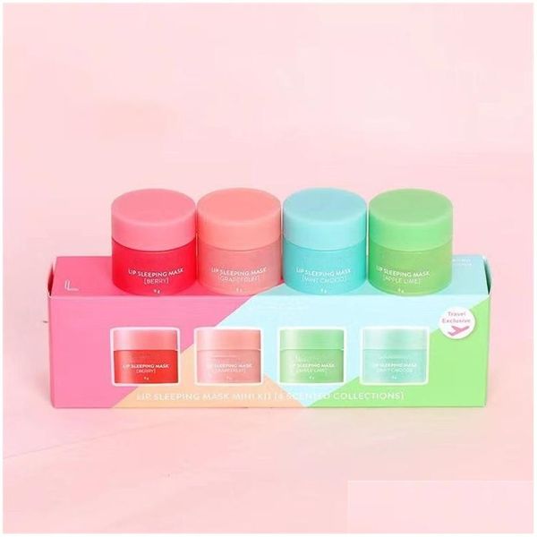 Outros itens de massagem Marca Coreana Cuidados Especiais 8G Lip Balm Slee Máscara 4 Pçs / Set Perfumado Nutritivo Hidratante Lábios Cuidados Creme Drop D Dhcwk