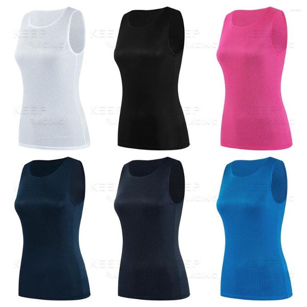 Jaquetas de corrida Coloridas Camadas de Base de Ciclismo Mulheres Jersey Quick Dry Rosa Colete Respirável Undershirt Elastici White Sport Layer