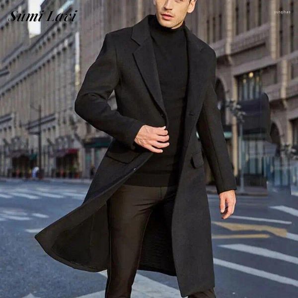 Herren Trenchcoats Mäntel Herren Winter Woll Lange Jacke Mantel Herren Business Casual Windjacke Jacken Herbstmode Revers geknöpft