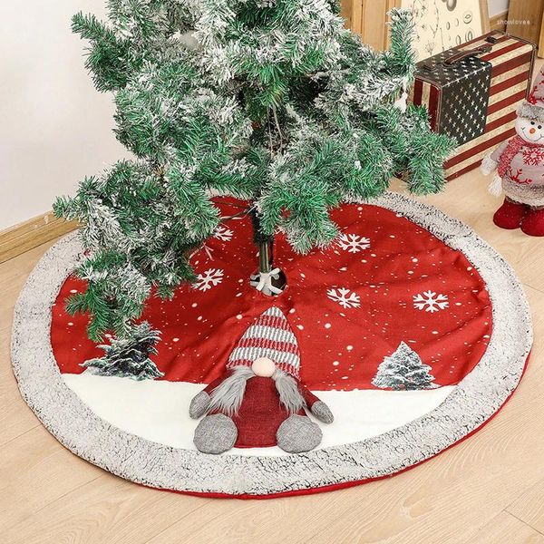 Decorazioni natalizie Gonna per albero spessa Copertura rossa per il piede Fiocco di neve Decorazione per tappetino per tappeto stampato Babbo Natale