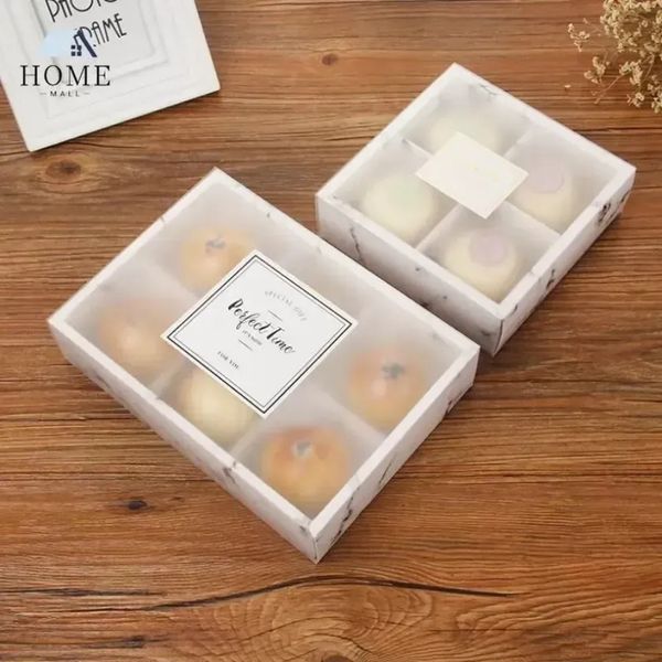 Caixas de embalagem de mármore para biscoitos de padaria de qualidade alimentar por atacado para tortas, muffins e doces com janela apenas arco sem etiqueta B1031