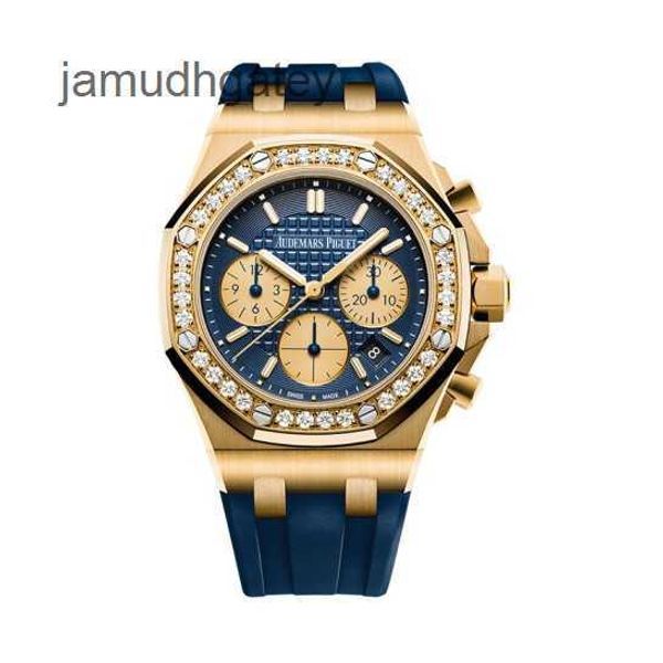 AP Swiss Relógios de pulso de luxo Royal AP Oak Offshore 18K Conjunto de diamantes 37mm Máquinas automáticas Relógio feminino 26231BA ZW0O