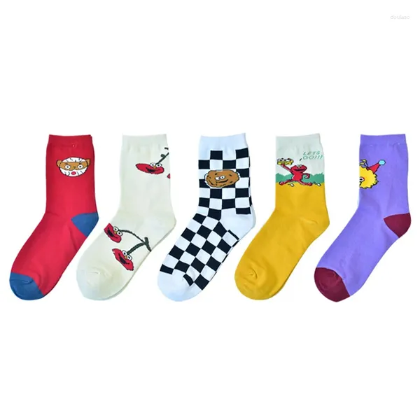 Damensocken Frühling Sommer Lustiges originelles Nischendesign Rot Weiß Lila Cartoon Baumwolle