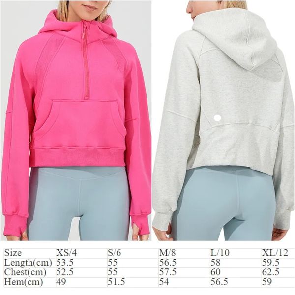 Lu lu Lemon Hoodies Egzersiz Fitness Wear Womens Yoga Kıyafet Spor Giyim Dış Kısa Ceket Dış Mekan Giyim Günlük Yetişkin Koşu Kapüşonlu Uzun Kollu