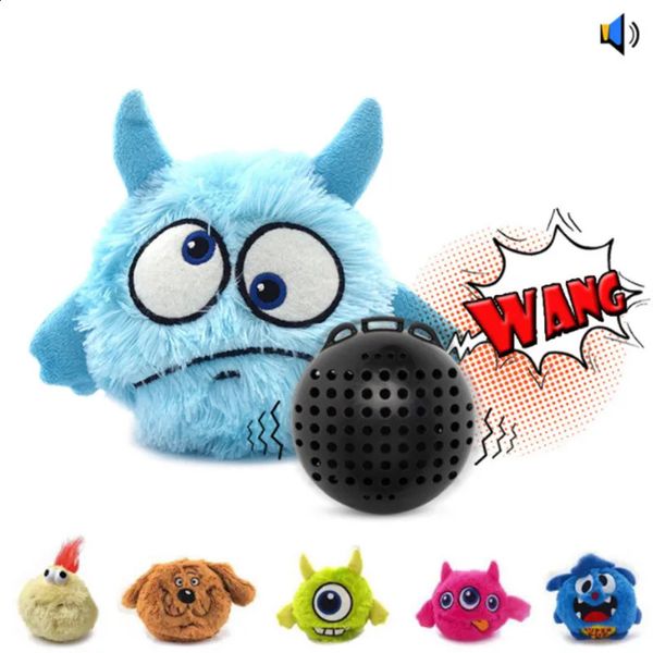 Brinquedos para cães mastiga brinquedos interativos para cães saltando giggle agitando bola brinquedo de pelúcia eletrônico vibratório automático sons de movimento monstro filhote de cachorro brinquedos 231031