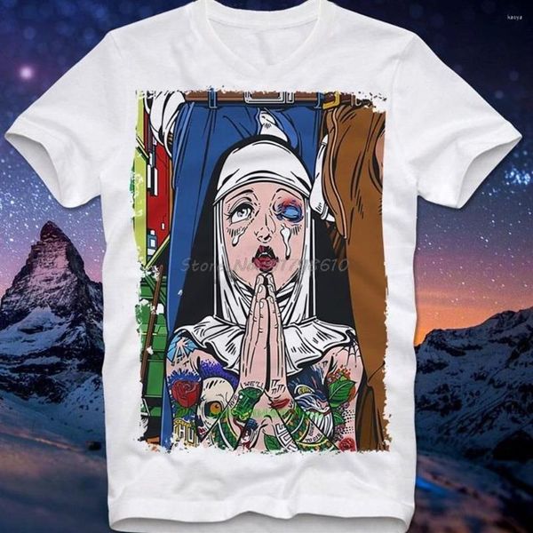 Herren T-Shirts Shirt Sexy Girl Tattoo Nonne Nonne Religieuse Bad Bitch Art Warhol Lichtenstein Culture Pinup Pin Up Tees253S