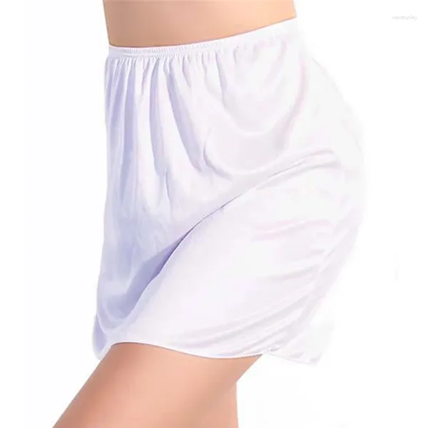 Mulheres sleepwear mulheres cintura elástica curta petticoat estiramento cetim desgaste interno saia macia metade deslizamento senhora acessórios