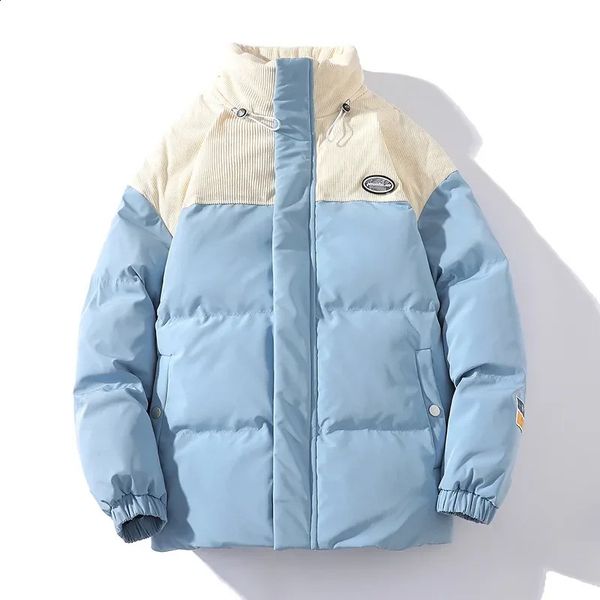 Herren Daunenparkas 2023 Warme Männer Solide Winterjacke Parka Stehkragen Puffer Dick Schwarz Koreanische Mode Blase Mantel Plus Größe 231030