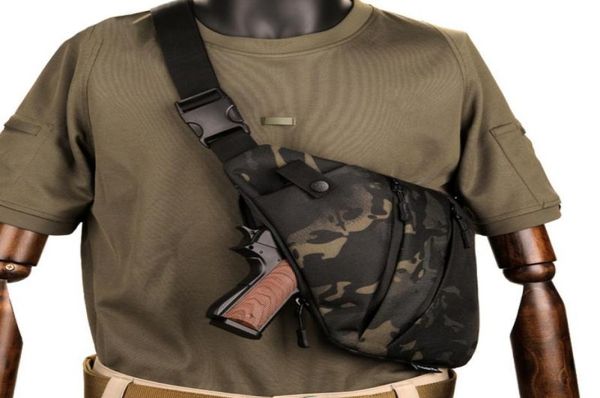 Outdoor-Taschen Multifunktionale verdeckte taktische Aufbewahrung Gun Bag Holster Men039s Links Rechts Nylon Schulter Diebstahl Brust Jagd8220122