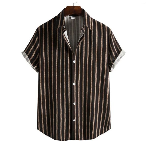 Camicie casual da uomo Camicia 2023 Manica corta a righe colorate hawaiane per uomo Top T-shirt oversize