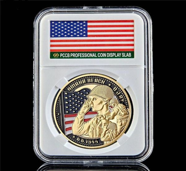 Desafio militar Coin Craft 194466 DDay US 4ª Divisão de Infantaria do Exército Emblema Banhado a Ouro WPccb Box4963831