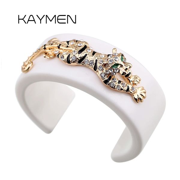 Bangle Kaymen Estilo Animal Tigre na Resina Pulseira Pulseira Moda Bonito Declaração Esmalte Pulseira para Mulheres Meninas 231030