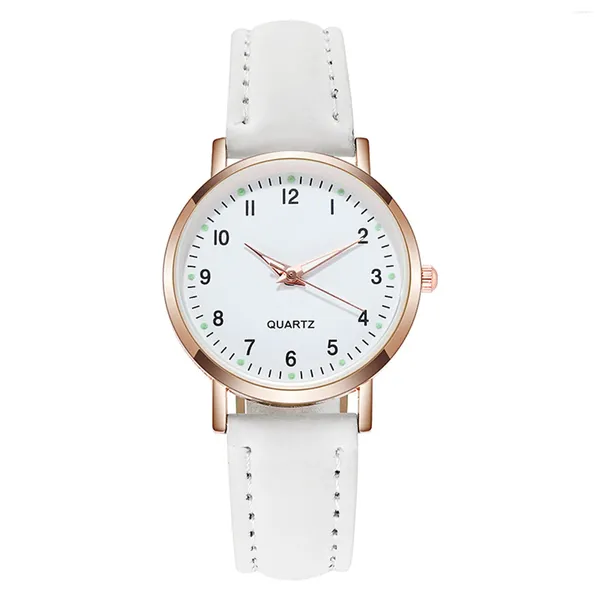 Relógios de pulso moda quartzo senhoras relógio minimalista redondo dial luminoso pulso para namorada presente de aniversário