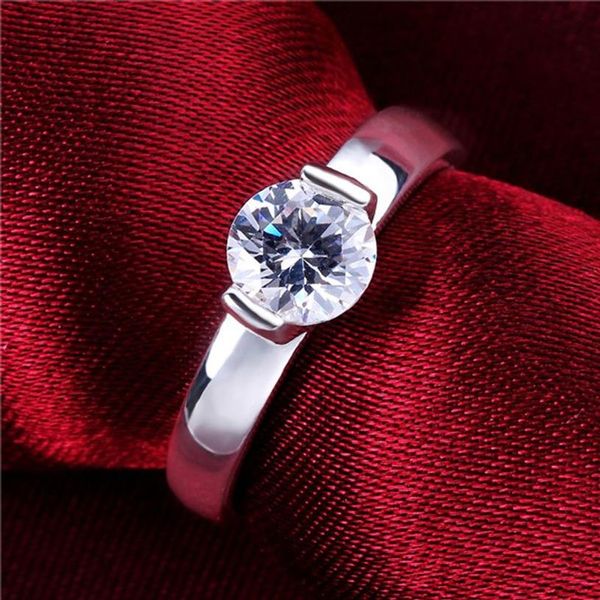925 placa de prata anel de diamante brilhante GSSR603 direto da fábrica marca moda prata esterlina banhado a anéis de dedo325J