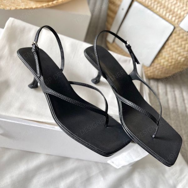 A linha sandálias fivela cinta flip-flop dedo do pé aberto gatinho sapatos de salto feminino stiletto designer de luxo sapatos de férias sapatos de escritório