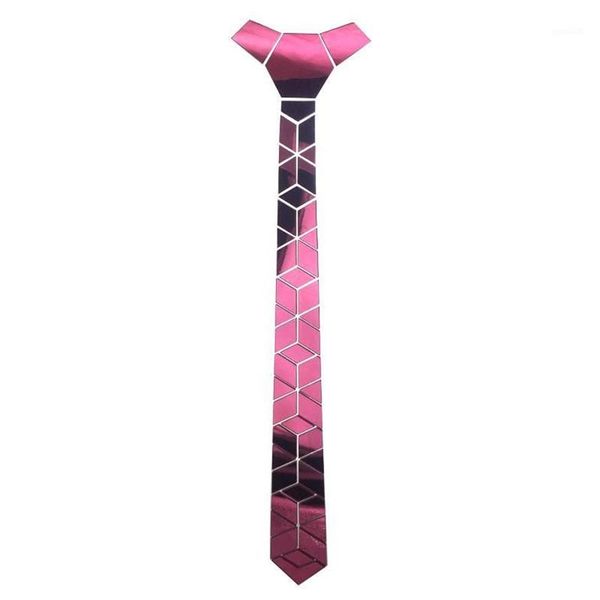 Cravatte specchio acrilico uomo cravatta lucida gioielli di moda rosa magro diamante plaid geometrico sottile bling bling1232W