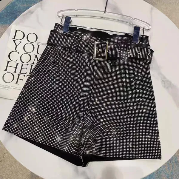 Herbst Neue S-P Ganzkörper Hot Diamond Shiny Heavy Industry Gürtel Design Breite Bein Hosen Mode Hosen Frauen der trend