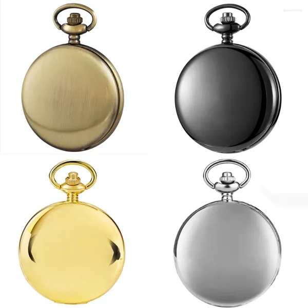 Relógios de bolso vendendo ouro/prata/bronze/preto suave relógio de quartzo vintage multicolorido colar fob pingente masculino feminino