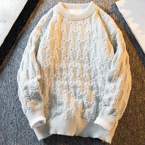 Männer Pullover Twisted Blume Oansatz Stricken Männer Pullover Mode Elegante Casual Koreanische Dicke Kurze 2023 Winter Männlichen Warme Pullover