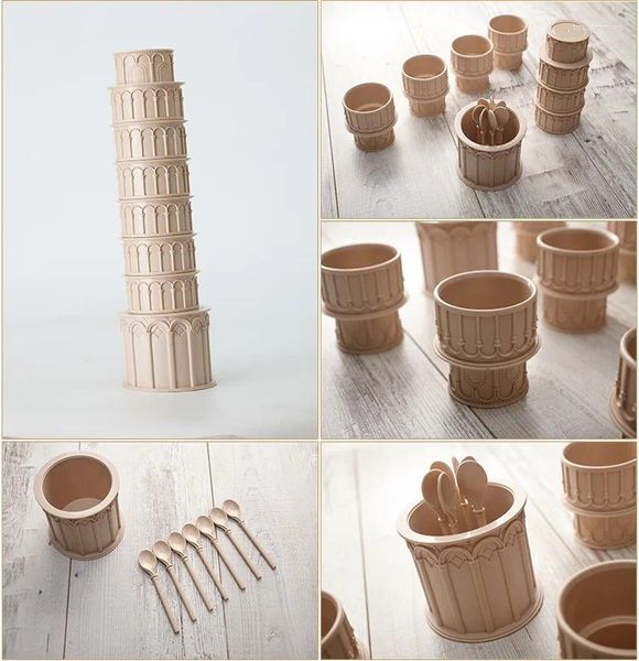 Kupalar Talian cazibe merkezleri Pisa katlanır bardaklar kahve fincan seti ev dekorasyon hediyeleri