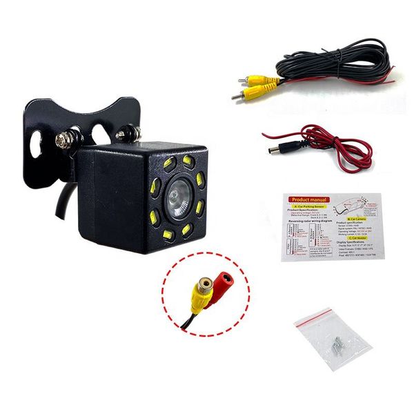 Telecamera per la retromarcia dell'auto Impermeabile grandangolare nascosto 150 gradi Back Safety Parking Assist Line 8 LED Night Vision Lights