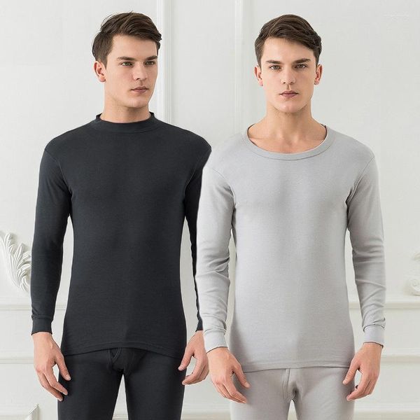 Roupa térmica masculina Puro algodão redondo tampa médio e fundo de duas peças de duas peças calças quentes para o inverno