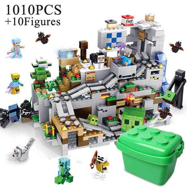 Blocchi Blocchi 1010 pezzi Mattoni The Mountain Cave Set Modello Building Blocks Ragazzo Regali di compleanno Giocattoli per bambini T220901