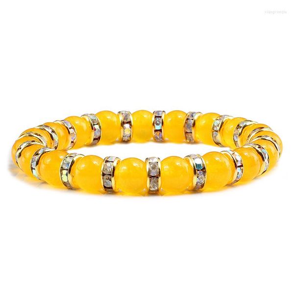 Donne alla moda di trendy naturale Bracciale naturale Bracciale giallo Calcedony perle di strass per perle di braccialetti braccialetti maschi Crystal Couple