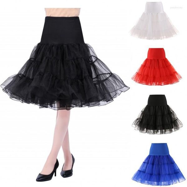 Saias 2022 Spring Cosplay Papticoat Mulher Underskirt 65cm Knee Short for Wedding 3 Camadas Puffy Organza noite tutu