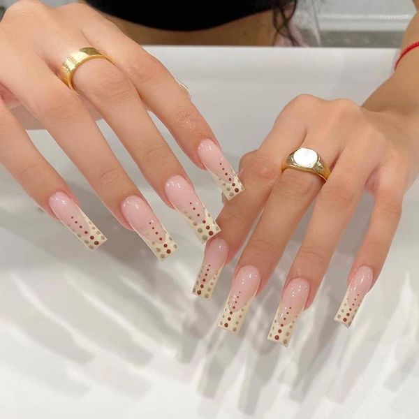 False unhas 24pcs Pressione fofa na capa French Fake Deding Set com Kit de acrílico de cola de cola DIY