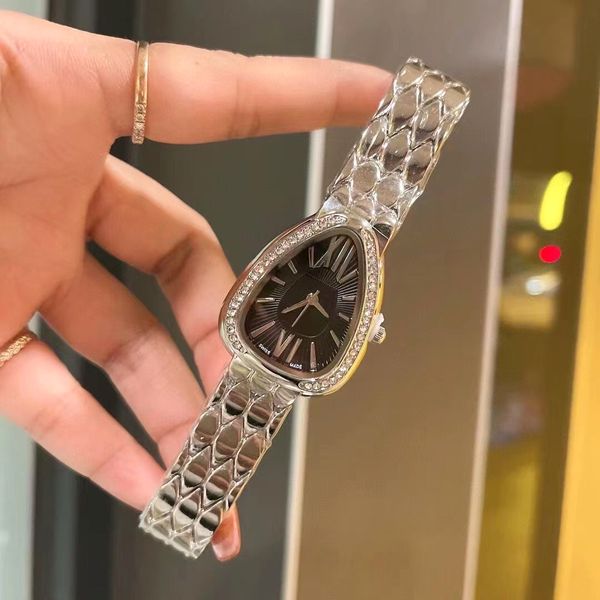 Moda Relógio Feminino Jóias Fecho Vestido Relógios Quartzo Movimento Estilo Cobra Splash Relógio de Pulso À Prova D' Água Caixa com Diamante Relógio de Ouro Rosa Deisgn Montre De Luxe