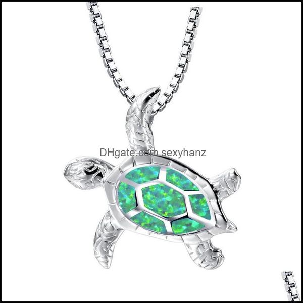Colares de pingentes de colar de tartaruga opala j￳ias pendentes para colares de mulher 1813 Q2 Drop Deliver