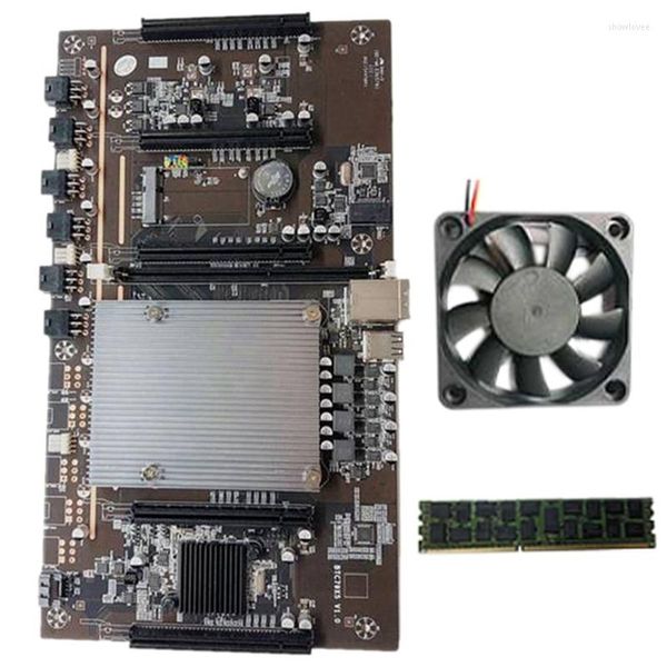Schede madri X79 H61 BTC Scheda madre mineraria LGA 2011 Passo 60mm con RECC 4G DDR3 RAM Ventola di raffreddamento per scheda grafica Miner