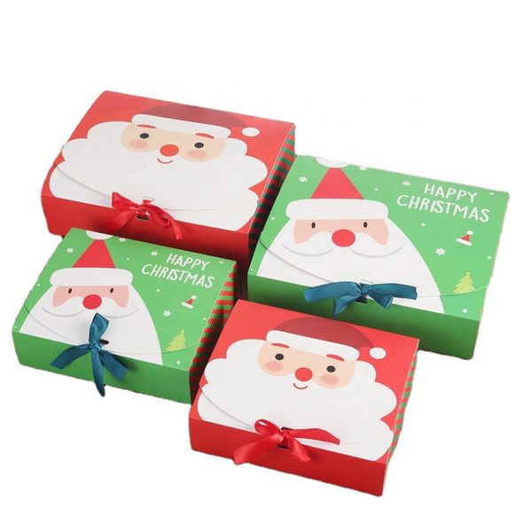 Confezione regalo 10 pezzi quadrati Scatola di imballaggio di carta di buon Natale Bomboniera di Babbo Natale e Felice anno Caramelle al cioccolato Forniture per feste 220901